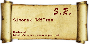 Simonek Rózsa névjegykártya